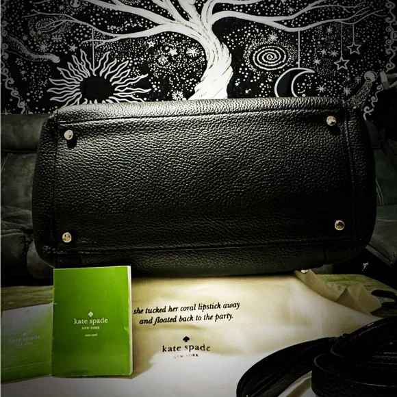 Vintage style Y2K Kate Spade AUTHENTIC Black Leather Tote handbag crossbody bag - Picture 16 of 17